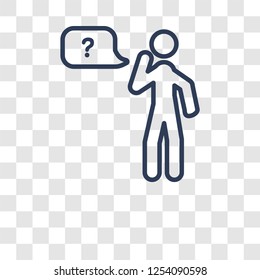Questioning icon. Trendy Questioning logo concept on transparent background from Activity and Hobbies collection