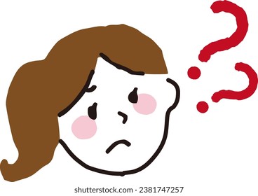 A questioning look. woman's face. Vector material.