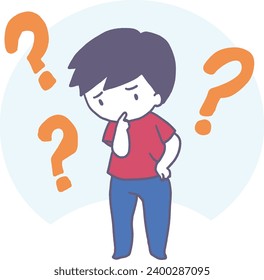 Questioning Mind Puzzled Boy Vector Art.Perfect for a variety of projects, from educational materials to conceptual designs, conveying the universal experience of seeking answers