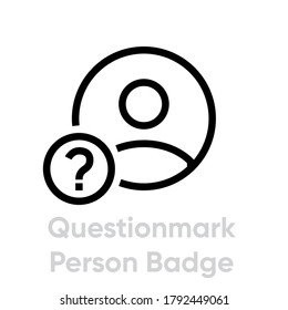 Tarjeta de identificación de la persona de interrogatorio de estilo plano. Razo vector modificable. Un solo pictograma. Perfil anónimo. Cliente desconocido de perfil de concepto aislado en fondo blanco.