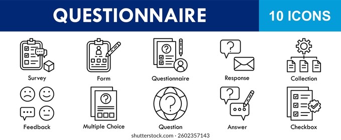Questionnaire banner web icon vector illustration concept with icons of survey, form, business, choice, checklist
