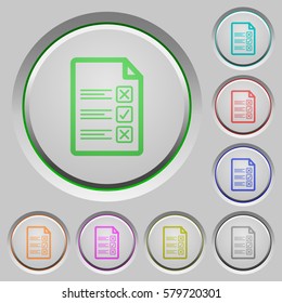 Questionnaire document color icons on sunk push buttons