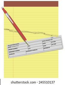 The questionnaire for employee personal information. Vector illustration.
