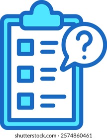 Questionnaire Icon Blue Color Vector Illustration