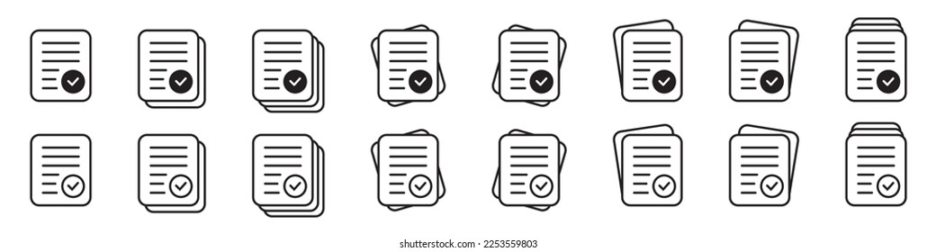 Questionnaire icon. Document with mark icon. Complete sign or logo isolated vector illustration. Check form icon. File Tick symbol.