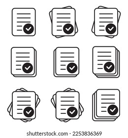 Questionnaire icon. Document with mark icon. Complete sign or logo isolated vector illustration. Check form icon. File Tick symbol.