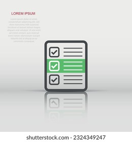 Questionnaire icon in flat style. Online survey vector illustration on white isolated background. Checklist report business concept.