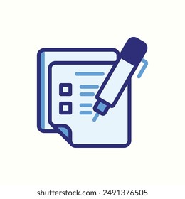 questionnaire icon, isolated blue icon theme learning