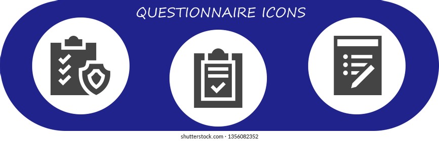 questionnaire icon set. 3 filled questionnaire icons.  Simple modern icons about  - Clipboard, List