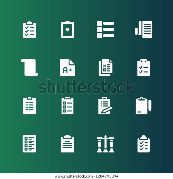 Questionnaire Icon Set Collection 16 Filled Stock Vector (Royalty Free ...