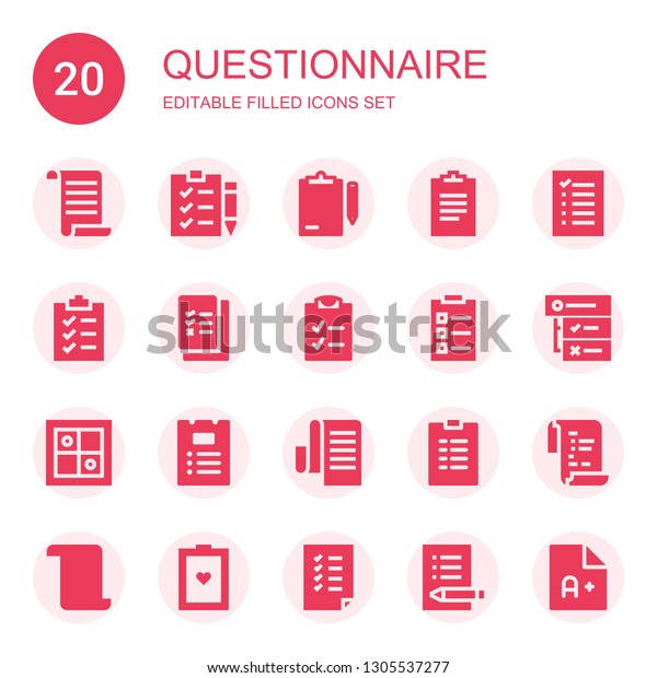 Questionnaire Icon Set Collection 20 Filled Stock Vector (Royalty Free ...