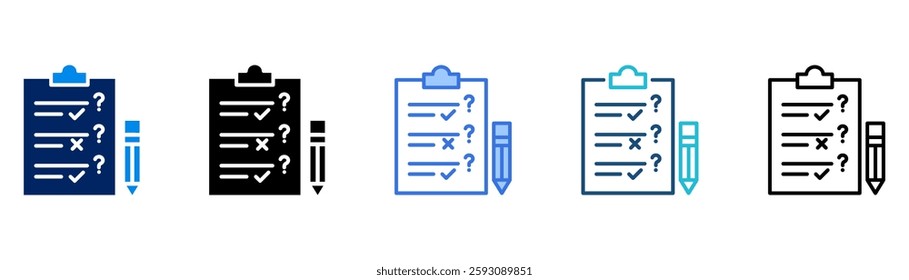 Questionnaire icon set different style collection.