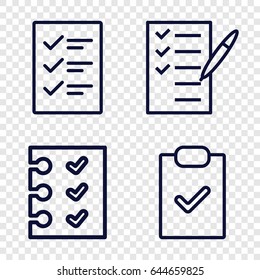 Questionnaire icons set. set of 4 questionnaire outline icons such as check list