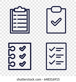 Questionnaire icons set. set of 4 questionnaire outline icons such as