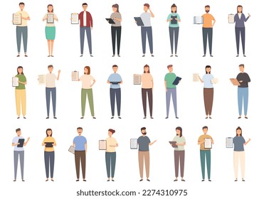 Questionnaire icons set cartoon vector. Online phone. Poll mark