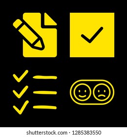 questionnaire icons set with list, checked and positive and negative vector set