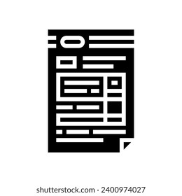 vector de icono de glifo de lista de cuestionarios. signo de lista de cuestionarios. ilustración de símbolo aislado