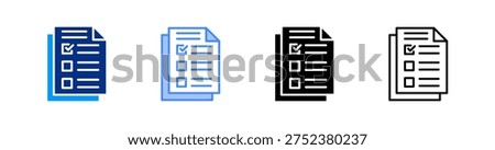 Questionnaire Multiple Style Icon Set Vector
