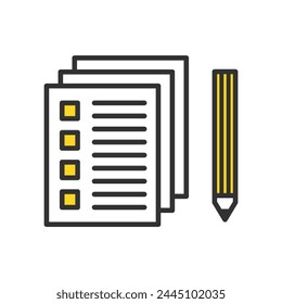 Questionnaire paper and pencil icon.