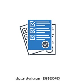 Fragenkatalog verwandte Vektorillustration Glyph Symbol. Einzeln auf weißem Hintergrund. Vektorillustration.