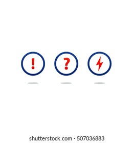 Questionnaire, survey concept, consulting services, tutoring and guidance icons. Flat design vector illustration. Round icons, poll concept