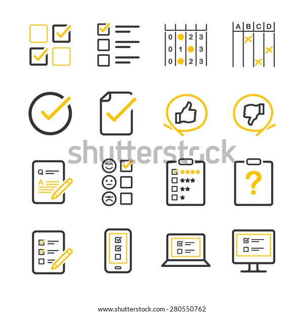 Questionnaire Survey Vector Illustration Icon Set のベクター画像素材 ロイヤリティフリー