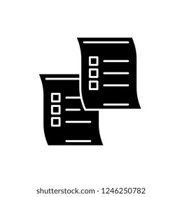 Questionnaires black icon, vector sign on isolated background. Questionnaires concept symbol, illustration 