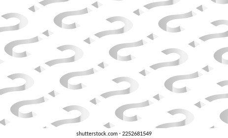 Questions abstract isometry background. Isometric abstract letter pattern on a white background. Vector Illustration