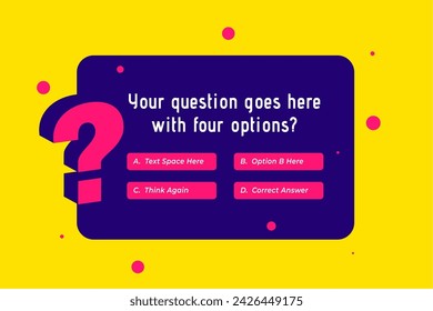 questions and answer multiple choice template for trivia game vector