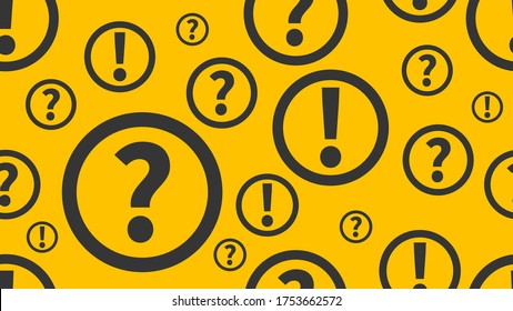 Questions and answers background. Seamless pattern with question and exclamation marks. Education pattern. Vector illustration