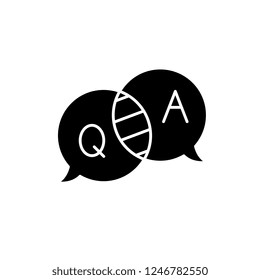 Questions and answers black icon, vector sign on isolated background. Questions and answers concept symbol, illustration 
