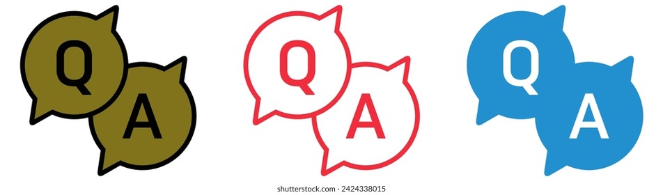 Questions and answers colorful icon with speech bubble and q and a letters.