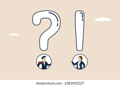 Preguntas y respuestas, preguntas frecuentes, discusiones para encontrar soluciones a problemas, hombres de negocios y mujeres hacen y responden preguntas.