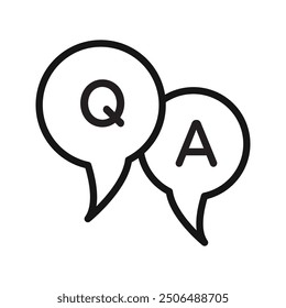 Questions and answers icon Black line art vector logo