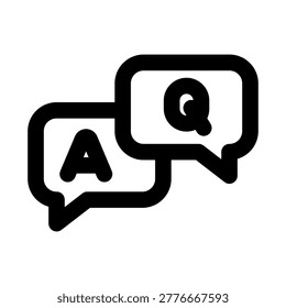 Questions and Answers icon. Editable line icon. Professional and modern outline icon vector illustration featuring chat and query in a clean design.