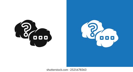 Ícone de perguntas e respostas Contorno de conjunto de vetor plano