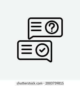  questions and answers icon, isolated learning outline icon in light grey background, perfect for website, blog,  logo, graphic design, social media, UI, mobile app, EPS 10 vector illustration