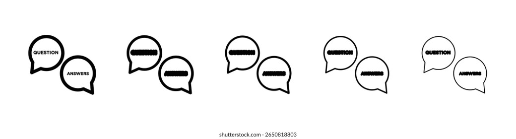 Vector aislado del icono de las preguntas y de las respuestas en el sistema del fondo blanco