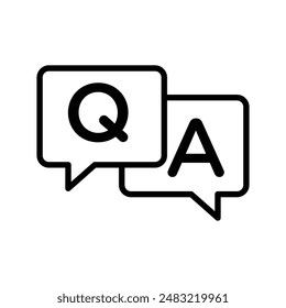 Questions and answers icon linear logo mark in black and white