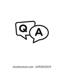 Questions and answers icon outline collection in black and on white background