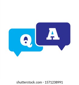 Questions and answers icon. Q&A message balloon banner