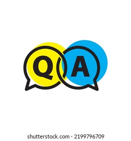 Questions and Answers icon with speech bubble isolated on white background. Vector illustration