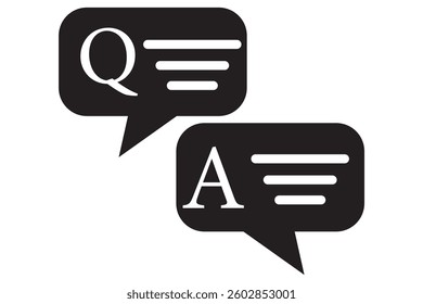 Questions and answers icon with speech bubble and q and a letters. Vector minimal trendy thin line illustration for frequently asked questions concepts in websites, social networks, business pages