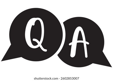 Questions and answers icon with speech bubble and q and a letters. Vector minimal trendy thin line illustration for frequently asked questions concepts in websites, social networks, business pages
