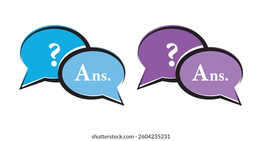 Questions and answers icon with speech bubble and q and a letters. Vector minimal trendy thin line illustration for frequently asked questions concepts in websites, social networks, business pages. 