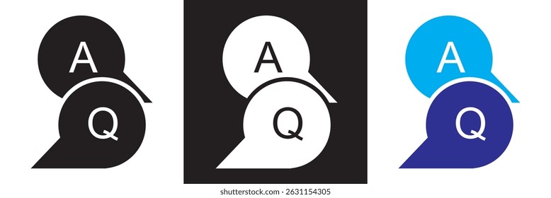 Questions and answers icon with speech bubble and q and a letters.  Vector for websites, mobile interfaces, presentations, banner, visual branding etc. Vector illustration. EPS 10