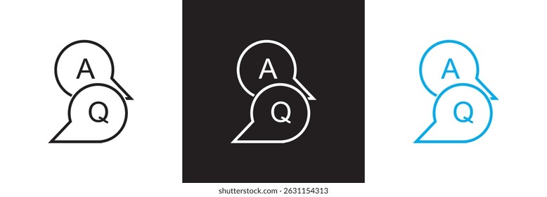 Questions and answers icon with speech bubble and q and a letters.  Vector for websites, mobile interfaces, presentations, banner, visual branding etc. Vector illustration. EPS 10