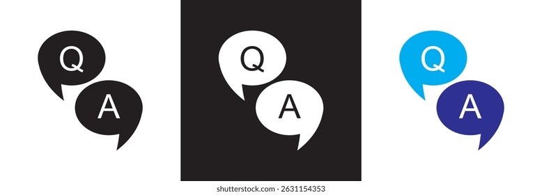 Questions and answers icon with speech bubble and q and a letters.  Vector for websites, mobile interfaces, presentations, banner, visual branding etc. Vector illustration. EPS 10