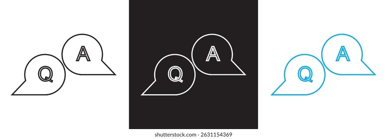 Questions and answers icon with speech bubble and q and a letters.  Vector for websites, mobile interfaces, presentations, banner, visual branding etc. Vector illustration. EPS 10