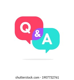 Questions And Answers Icon. 
Speech Bubbles For Overlapping Q And A Messages. FAQ Ideas To Solve Problems.